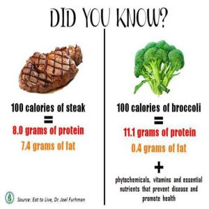 Comparaison nutritionelle du steak et du brocoli